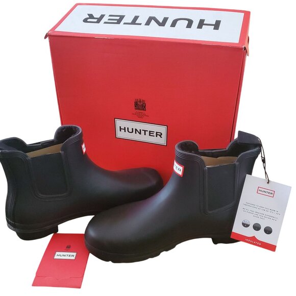 Hunter Women's 10 Insulated Chelsea Boots Rubber Waterproof Shoes Wellingtons - Picture 3 of 10